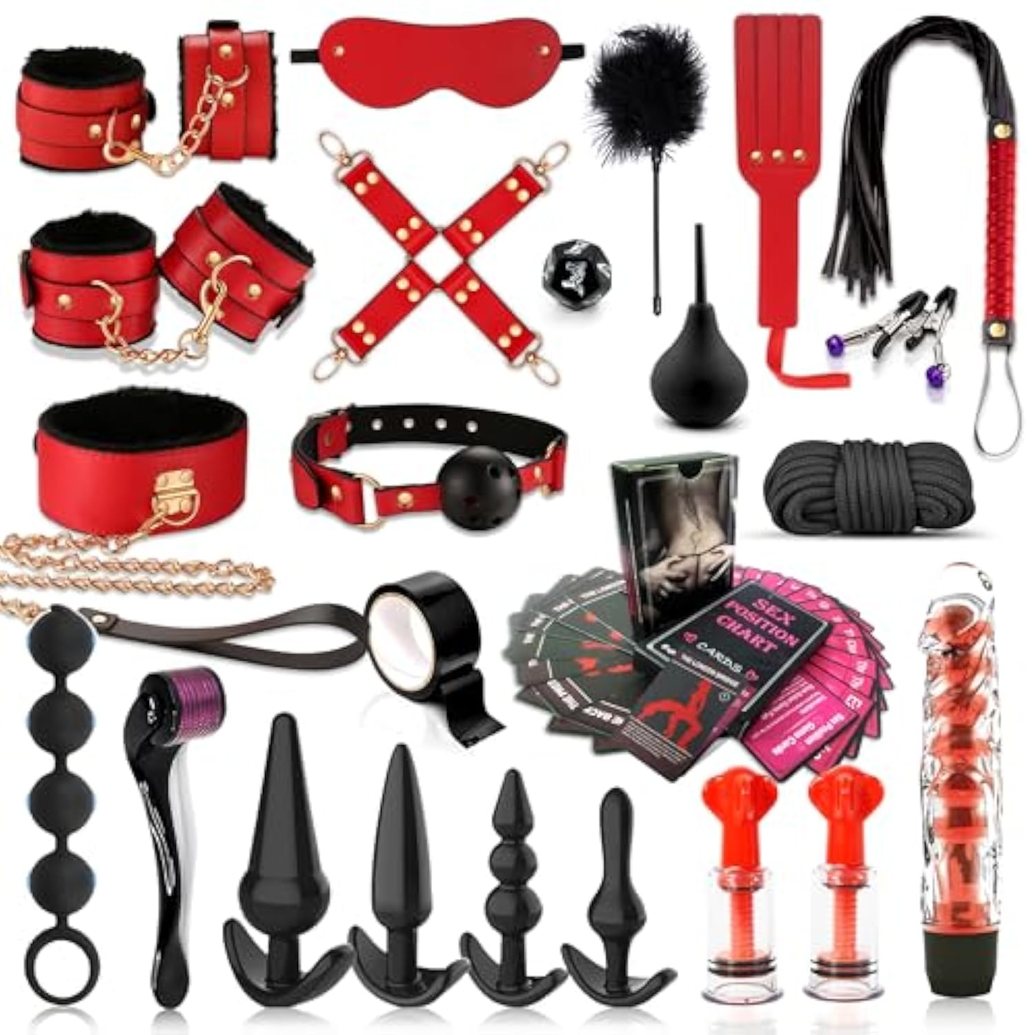 Bdsm Adult Toys Bondage Restraints?Couples Sex Toys With Anal Toys And Adjustable Handcuffs Collar Ankle Cuff Blindfold Feather Tickler