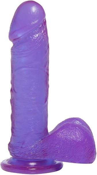 Crystal Jellies purple realistic dildo with textured shaft and suction cup base